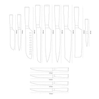 Shinrai Knives - Damascus Print 13-delige Messenset - Master collection XL set