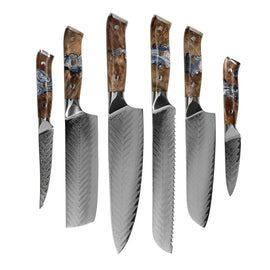 Shinrai Knives - Eclipse Series 6-delige Damascus Messenset