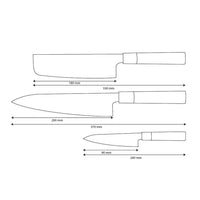 Shinrai Knives - Takumi Kaza 3-delige Damascus Messenset - Koksmes + Nakiri + Schilmes