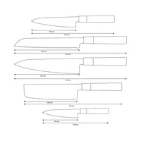 Shinrai Knives - Takumi Kaza 5-delige Damascus Messenset - Koksmes + Broodmes + Nakiri + Officemes + Schilmes