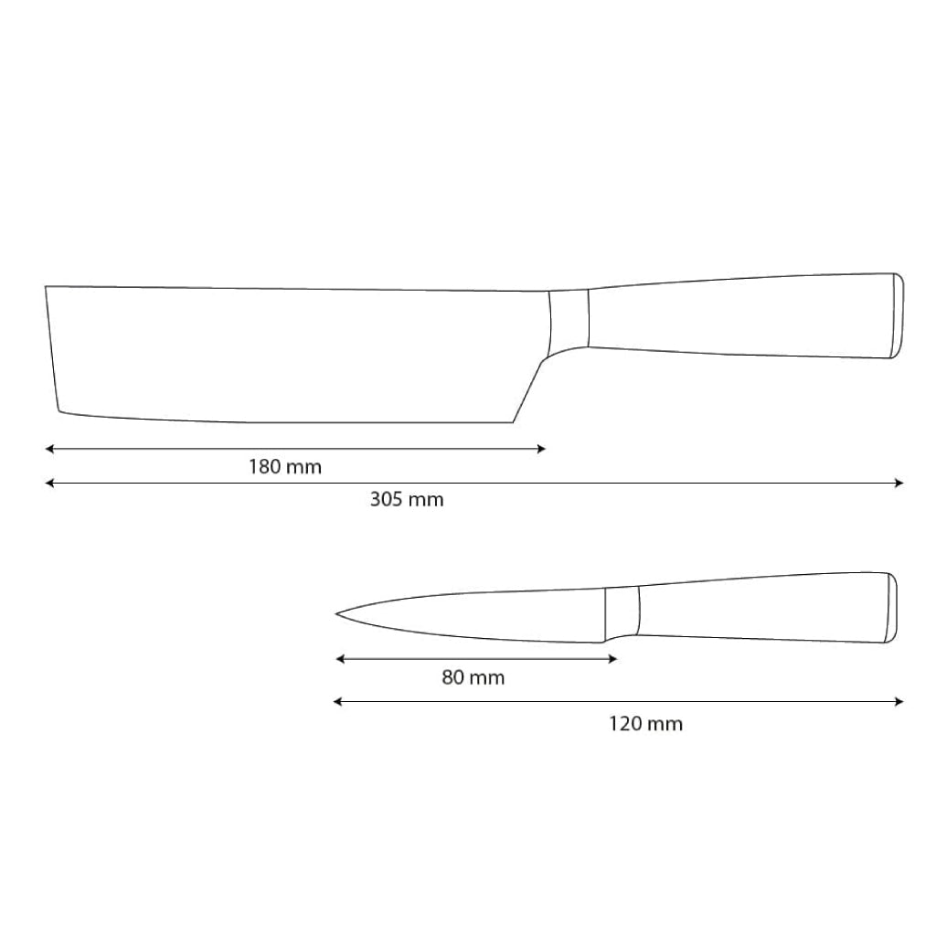 Shinrai Knives - Damascus Print Epoxy Onyx 2-delige Messenset - Nakiri + Schilmes