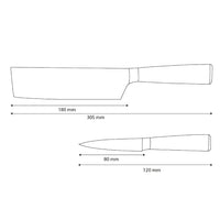 Shinrai Knives - Damascus Print Epoxy Onyx 2-delige Messenset - Nakiri + Schilmes