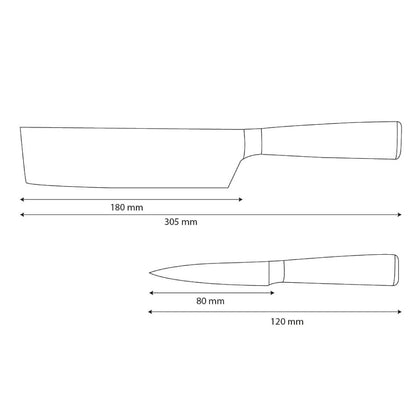 Shinrai Knives - Damascus Print Epoxy Onyx 2-delige Messenset - Nakiri + Schilmes