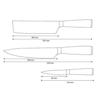 Shinrai Knives - Damascus Print Epoxy Onyx 3-delige Messenset - Koksmes + Nakiri + Schilmes