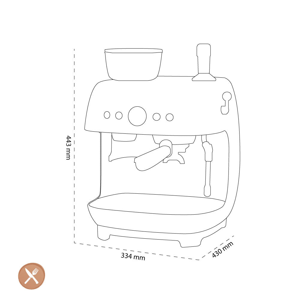 Smeg - Espressomachine | Rood | Jaren 50 | Handmatige espressomachine met geïntegreerde bonenmaler