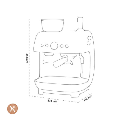 Smeg - Espressomachine | Rood | Jaren 50 | Handmatige espressomachine met geïntegreerde bonenmaler