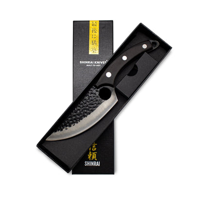 Shinrai Knives - RVS Gladiator Koksmes met holster - Zwart