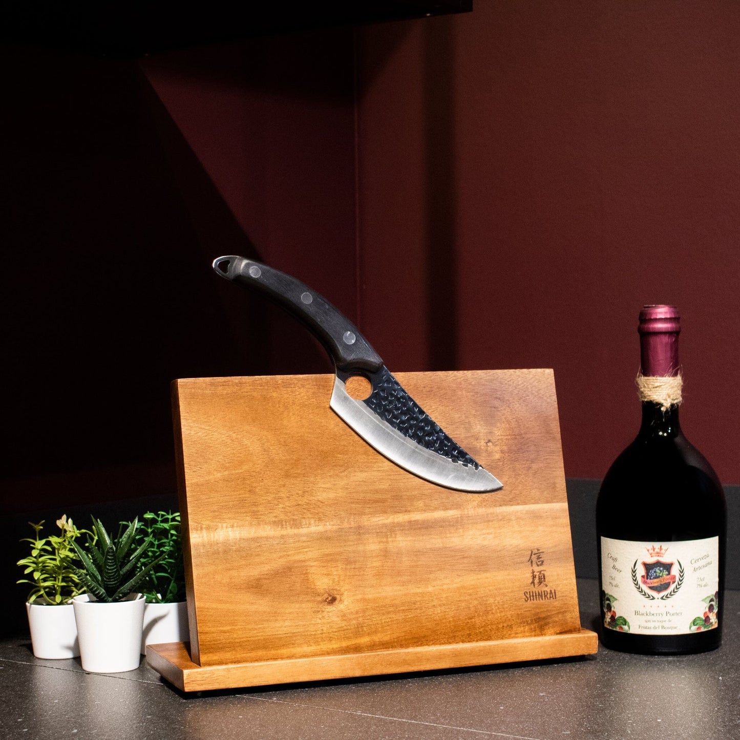 Shinrai Knives - RVS Gladiator Koksmes met holster - Zwart