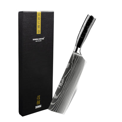 Shinrai Knives - Damascus Print Onyx Epoxy Nakiri mes 18 cm