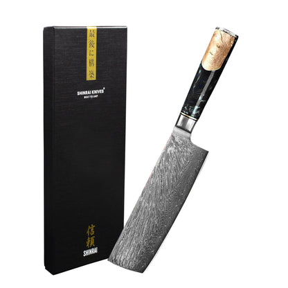Shinrai Japon - Couteau Epoxy Onyx Damas Nakiri 18 cm