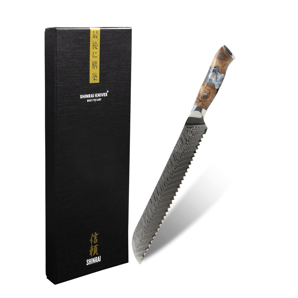 Shinrai Knives - Eclipse Series Damascus Broodmes 20 cm