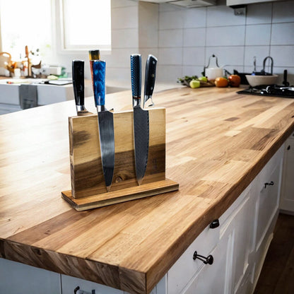 Shinrai Knives - Bloc à couteaux magnétique double face - Bois d'acacia