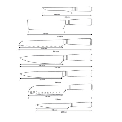 Shinrai Knives - Micarta Jewels 7-delige Damascus Messenset