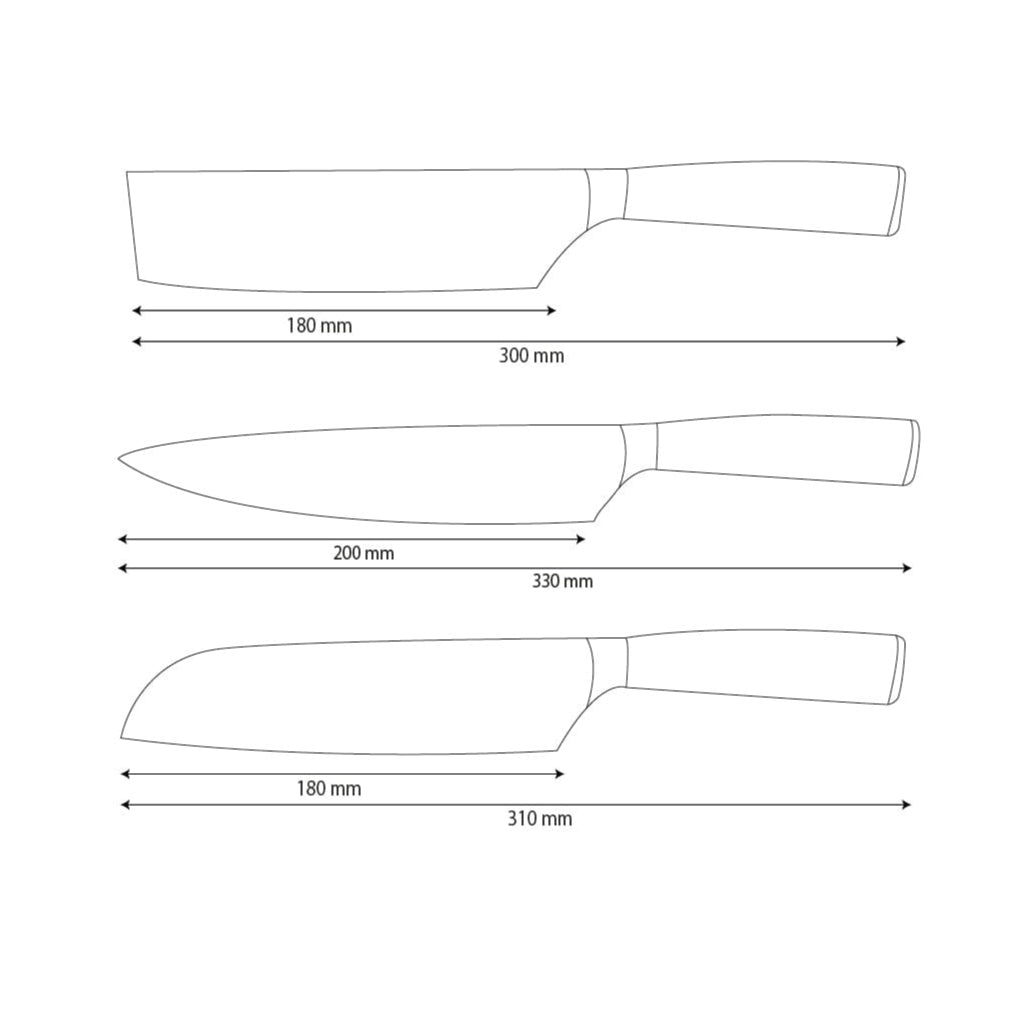Shinrai Knives - Hammered RVS - 3-delige Messenset