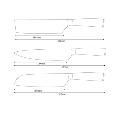 Shinrai Knives - Hammered RVS - 3-delige Messenset