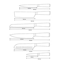 Shinrai Knives - Damascus Print Epoxy Sapphire - 6-delige Messenset