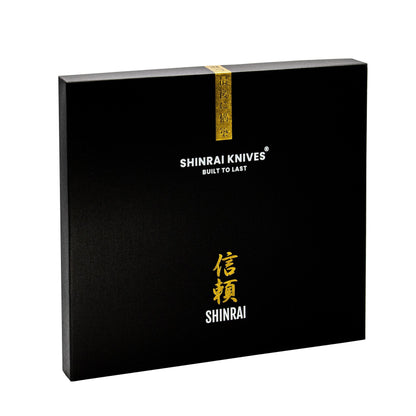 Shinrai Japan - Ensemble de couteaux 5 pièces Hammered Damask BR + bloc de couteaux magnétique