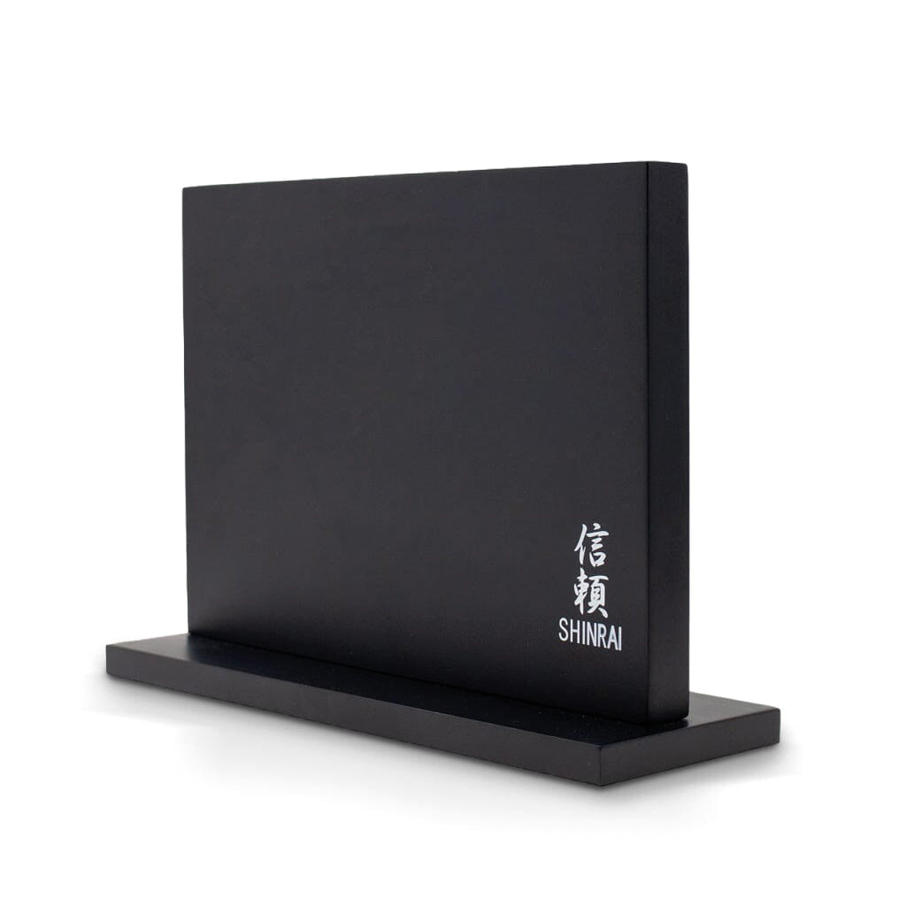 Shinrai Knives - Hammered Damast BR 5-delige Messenset + Magnetisch Messenblok Dubbelzijdig - Zwart