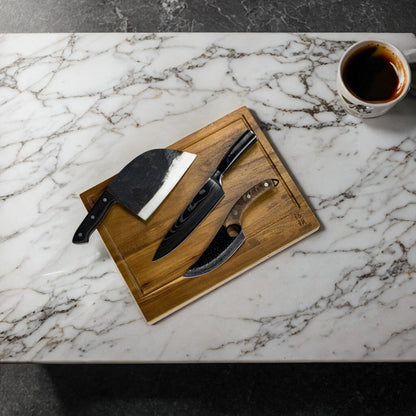 Shinrai Knives - 3 Bruine messen + Snijplank