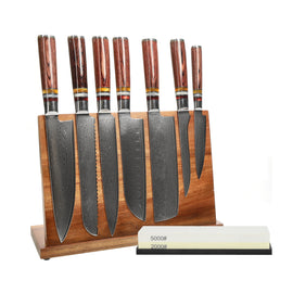 Shinrai Knives - Micarta Jewels 7-delige Messenset + Messenblok + Slijpsteen