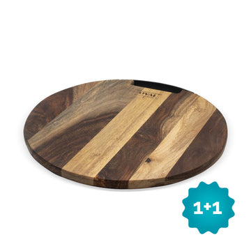 OVAL - Pure Rose Wood Serveerplank rond 1 metalen handvat Ø 35 cm