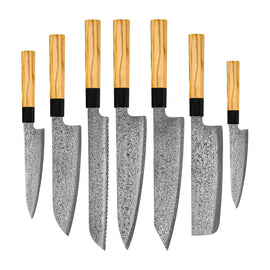 Shinrai Knives - Takumi Kaza 7-delige Damascus Messenset