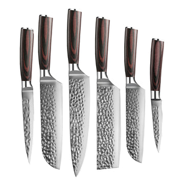Shinrai Knives - Hammered RVS 6-delige Messenset