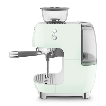 Smeg - Espressomachine | Watergroen | Jaren 50 | Handmatige espressomachine met geïntegreerde bonenmaler