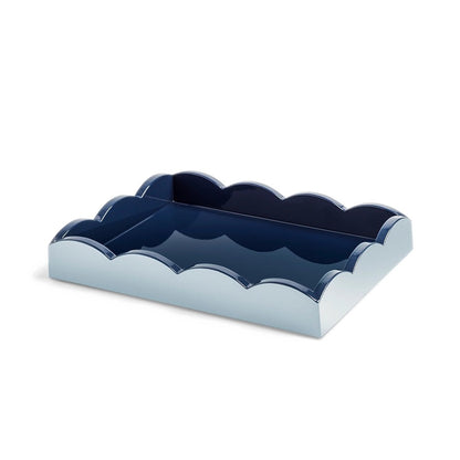 Addison Ross - Plateau festonné - Denim clair et marine - 28 x 20 cm