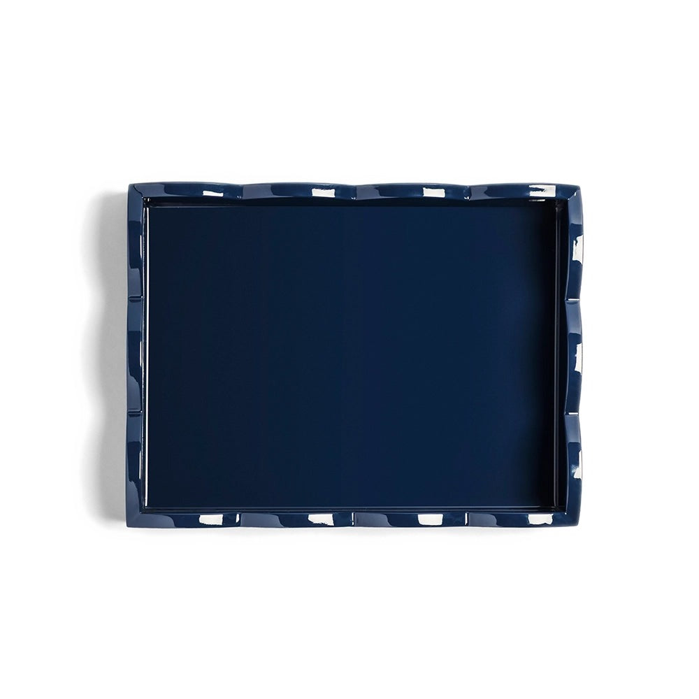 Addison Ross - Plateau festonné - Denim clair et marine - 28 x 20 cm
