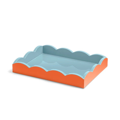 Addison Ross - Dienblad Scalloped -  Orange & Chambray - 28x20 cm