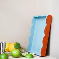 Addison Ross - Dienblad Scalloped -  Orange & Chambray - 28x20 cm