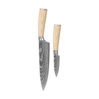 Couteaux Shinrai - Coffret 2 pièces Akari Damascus Print - Couteau de chef + Couteau d'office