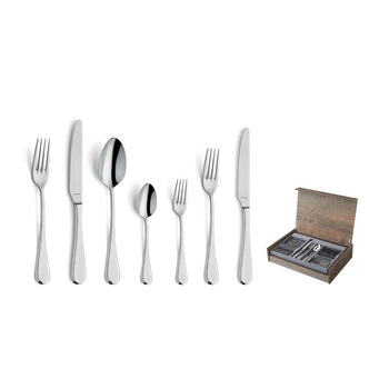 Amefa - Coffret de couverts Drift 84 pièces pour 12 personnes - Coffret de couverts argentés Amefa