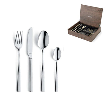 Amefa - Coffret de couverts Martin 24 pièces en coffret bois de luxe - Coffret de couverts argentés Amefa