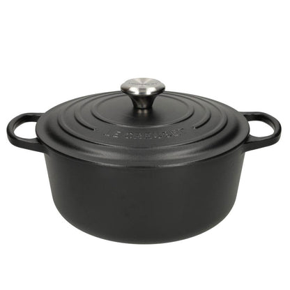 LeCreuset - Rôti- / Faitout Signature rond Noir Mat 26cm 5,3l (intérieur noir)