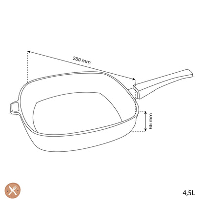 Eurolux Hapjespan met Afneembaar Handvat 28 x 6,5 CM - Flexinductie Hapjespan Eurolux 