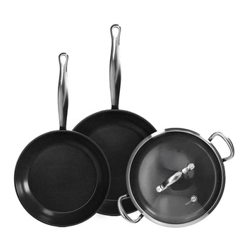 Batterie de cuisine GreenPan - Barcelona Pro 4 pièces 24/28/30 cm - 2 poêles + cocotte avec couvercle