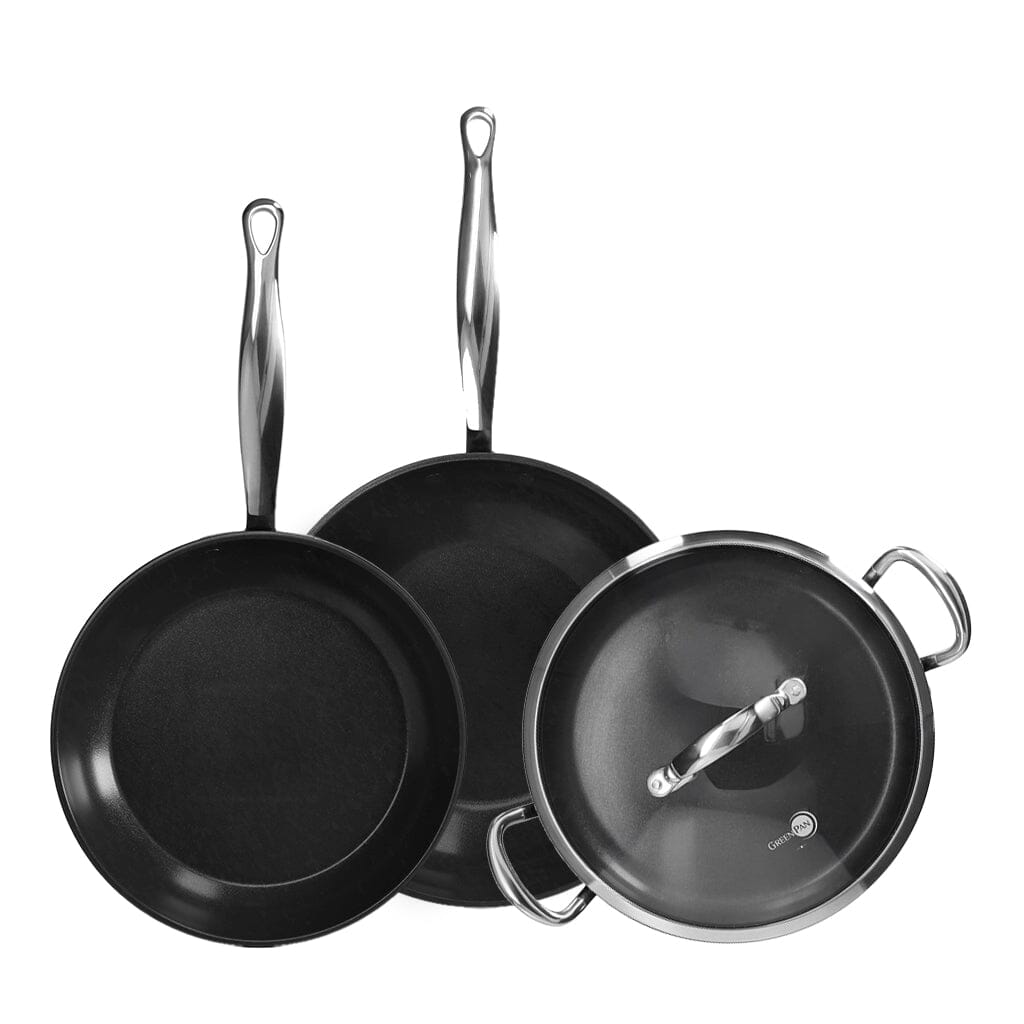 GreenPan - Barcelona Pro 4-delige Pannenset 28/30/28 cm - koekenpan + stoofpan met deksel + wokpan Pannenset GreenPan 