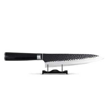 Couteau de chef Shinrai en acier inoxydable martelé noir de 20 cm