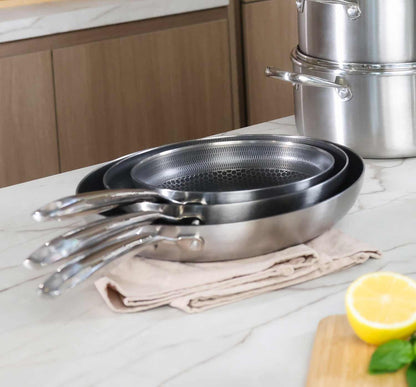 Cook & Pan - Ensemble de 9 poêles en acier inoxydable au miel