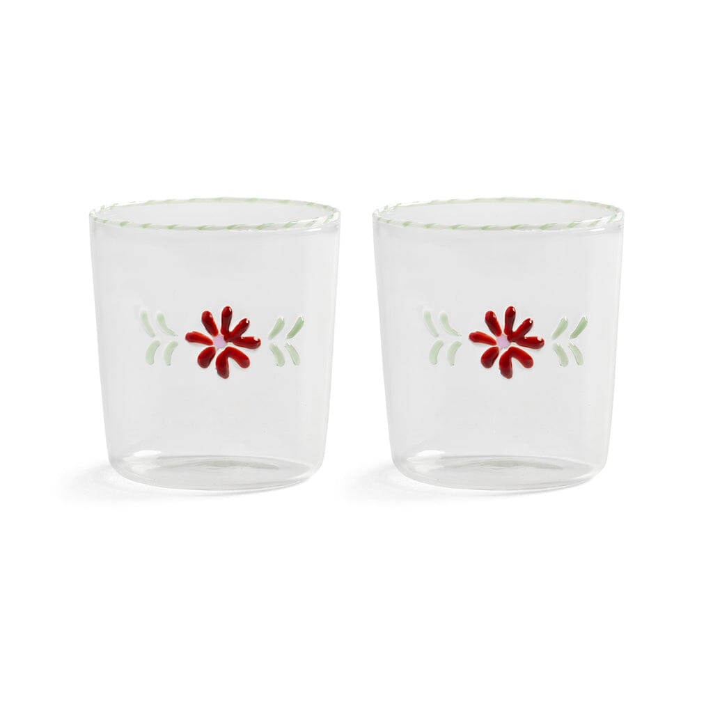 &Klevering - Glas flora rood set van 2 Drinkglazen &Klevering 