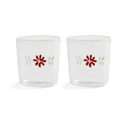 &Klevering - Glas flora rood set van 2 Drinkglazen &Klevering 