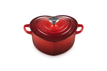 Le Creuset - Braadpan "Hart" in Geëmailleerd Gietijzer met RVS Hartjesknop Braadpan Le Creuset 
