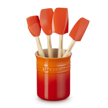 Coffret cadeau Le Creuset avec pot à spatules en faïence et 4 spatules de qualité supérieure