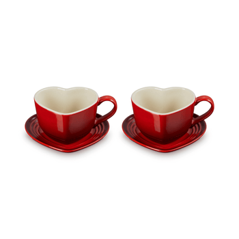 Le Creuset - Ensemble de 2 tasses en forme de cœur, rouge cerise