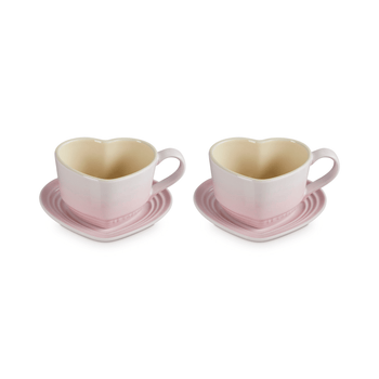 Le Creuset - Ensemble de 2 tasses en forme de cœur Rose coquillage Le Creuset