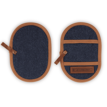 Le Creuset - Lot de 2 maniques en denim 18 x 12,5 cm 