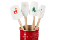 Le Creuset - Pot met 4 Spatels Kersenrood/ Wit Spatel Le Creuset 