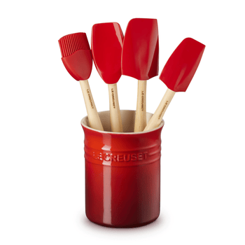 Le Creuset - Coffret de spatules haut de gamme 5 pièces, rouge cerise, Le Creuset